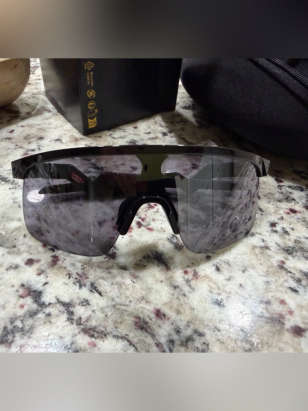 Oakley Kids Shield Sunglasses in Black with Smoke Lens
